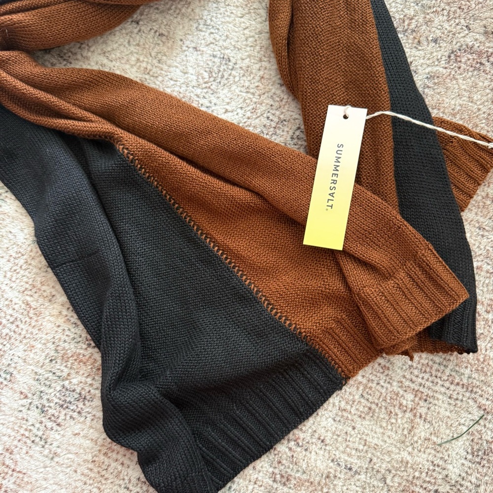 NEW Summersalt 2 Tone Knit Stretch Scarf Wrap Shawl Sea Urchin Praline - Picture 2 of 4